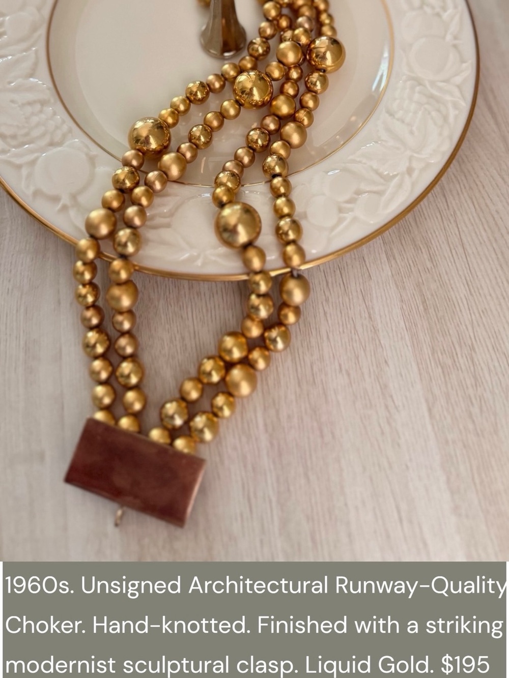 Gold Multi-Strand Beaded Choker Necklace